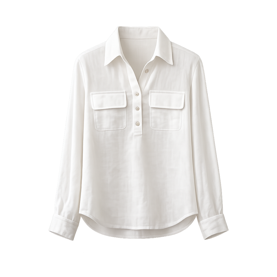 Relaxed Open-Collar Linen Shirt