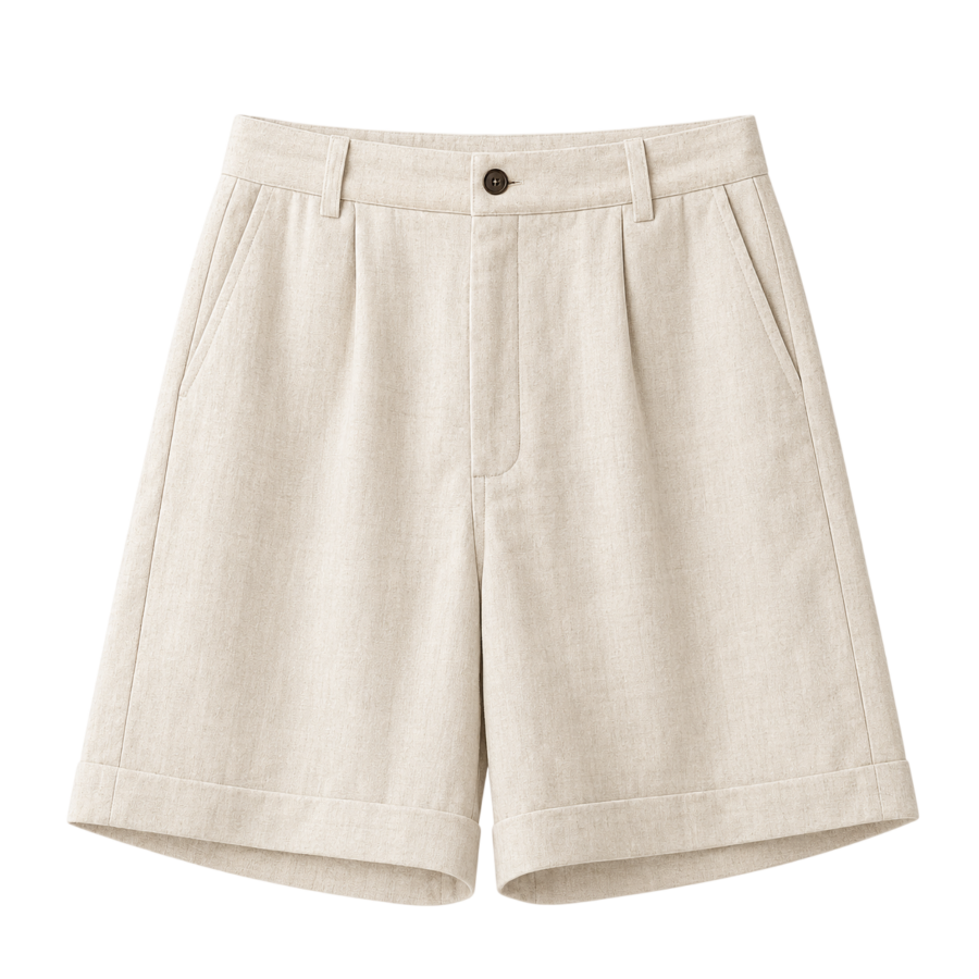 Wide-Leg Linen Shorts