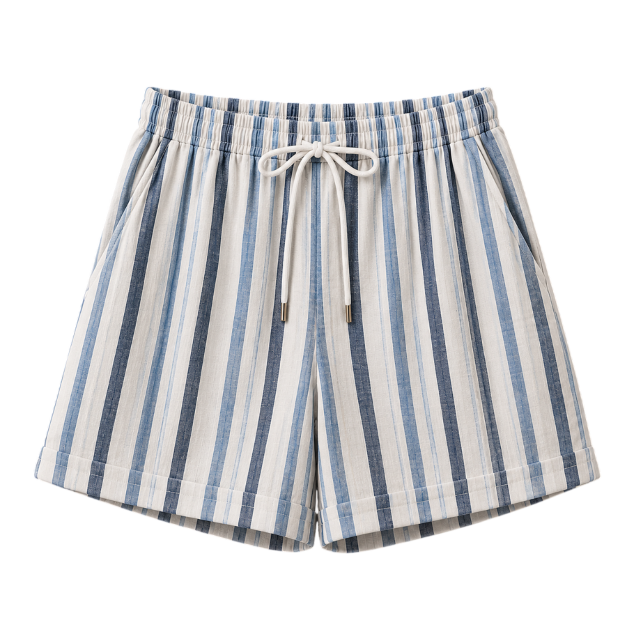 Striped Cotton Casual Shorts