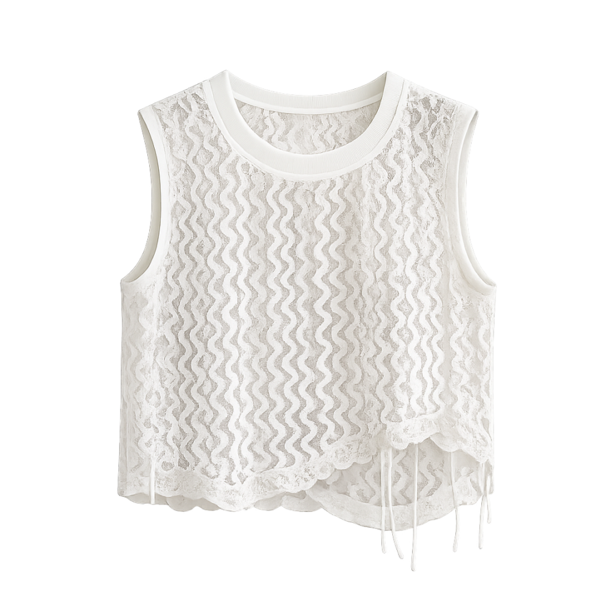 Sheer Mesh Short-Sleeve Top