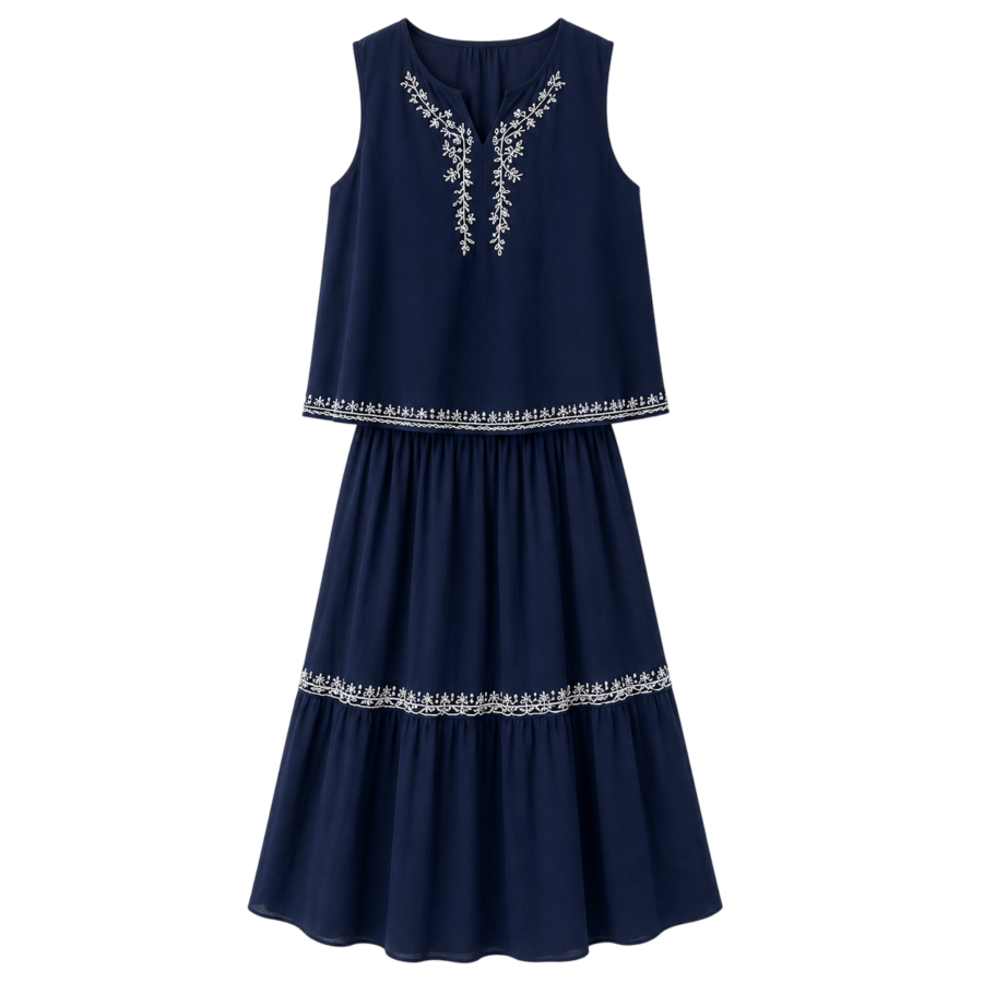 Navy Blue Premium Skirt Set