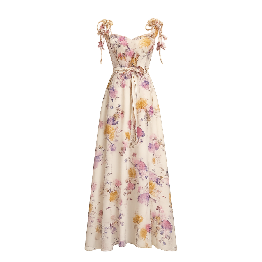 Pink Floral-Feel Long Dress