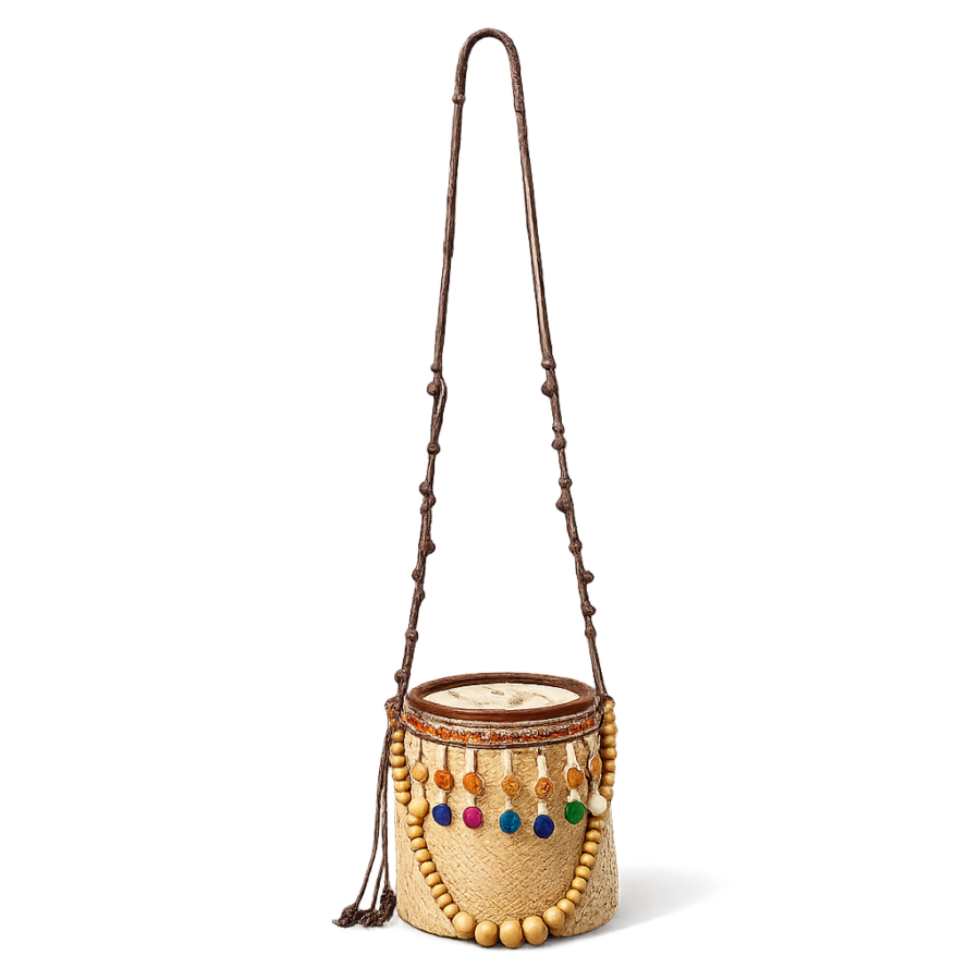Woven Barrel Crossbody Bag