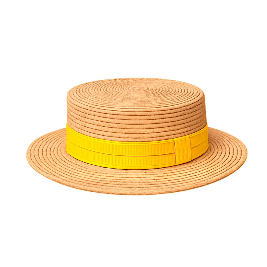 Straw Boater Hat with Color Band