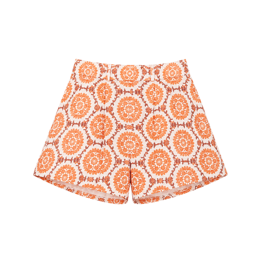 Coral Medallion Print Culotte Pants