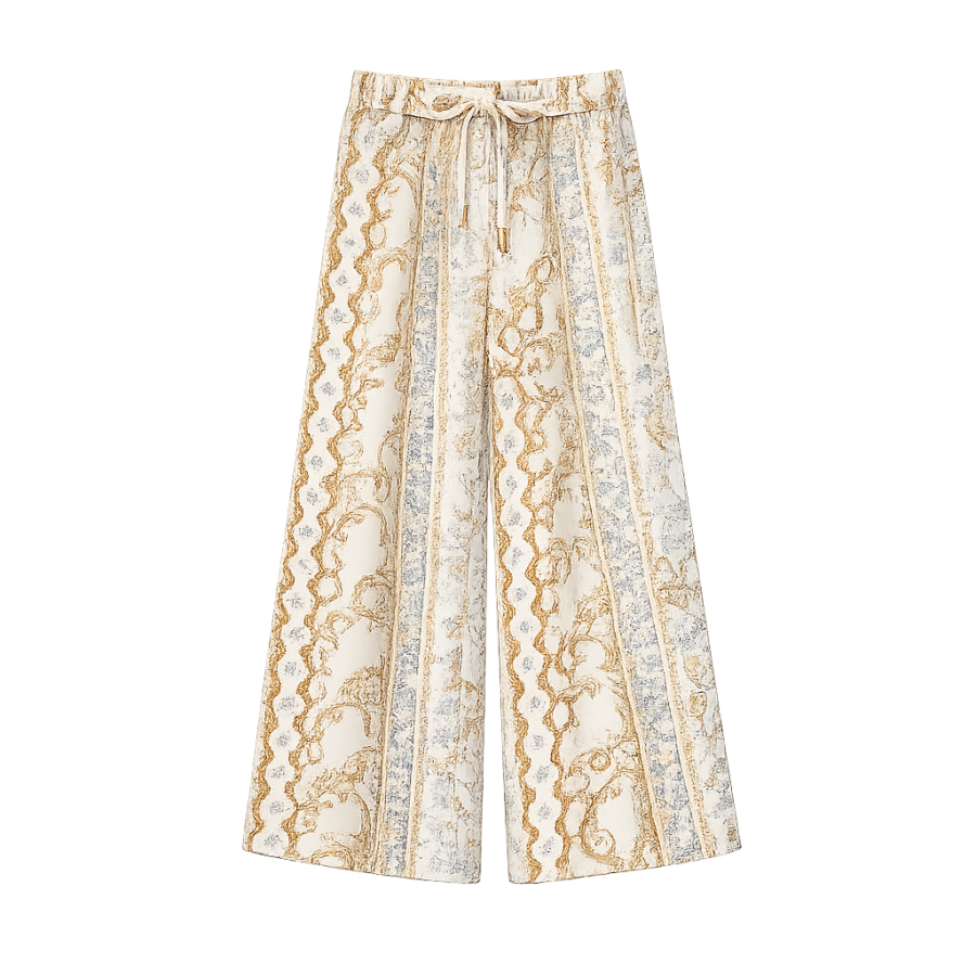 Printed Wide-Leg Pants