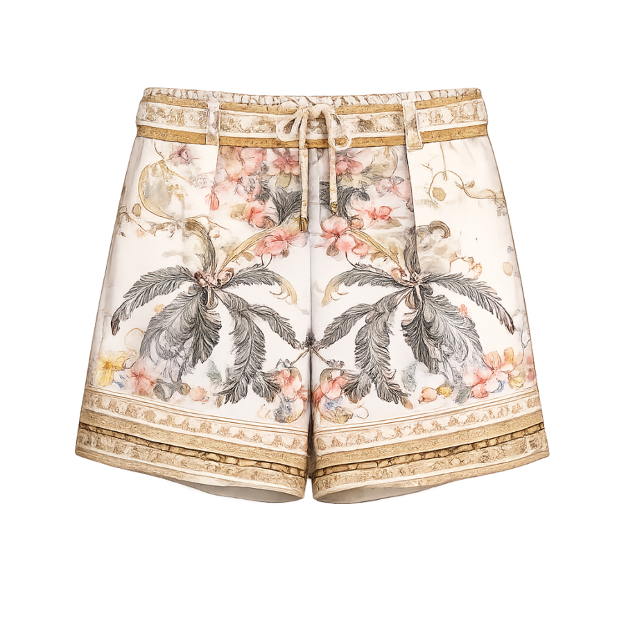 Coral Floral Print Shorts