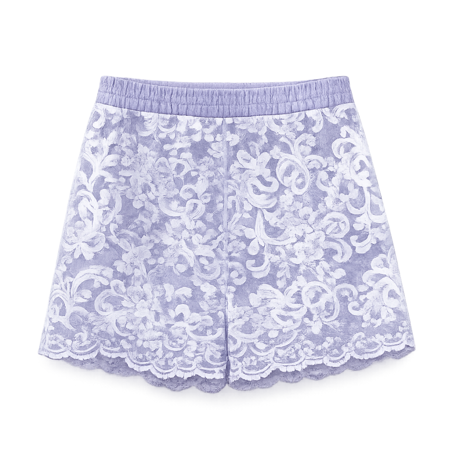 Blue Floral Lace Shorts