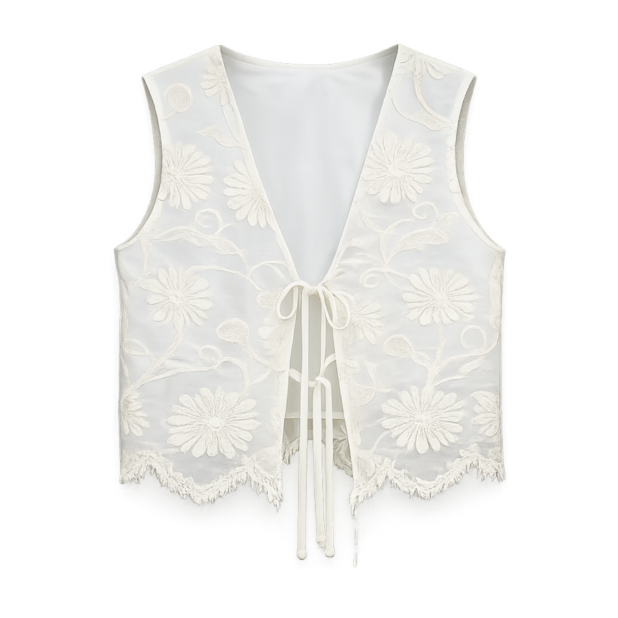 White Crochet Lace Vest Top