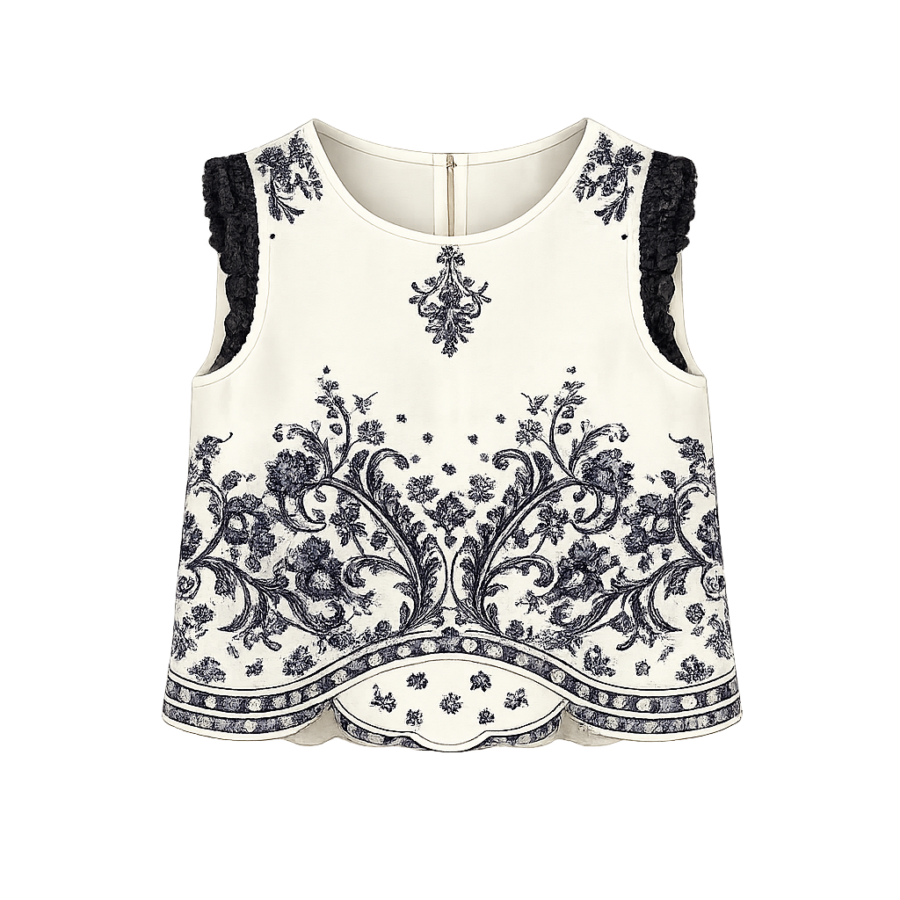 Baroque Embroidered Sleeveless Top