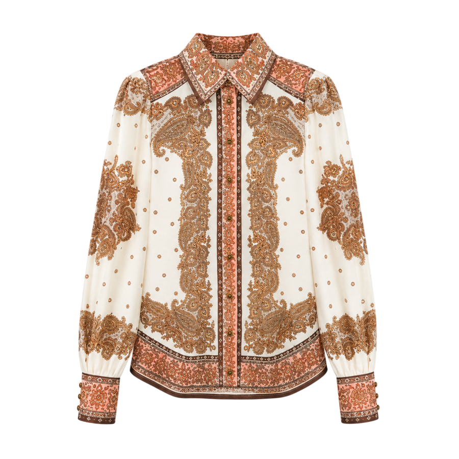 Paisley Print Long-Sleeve Top