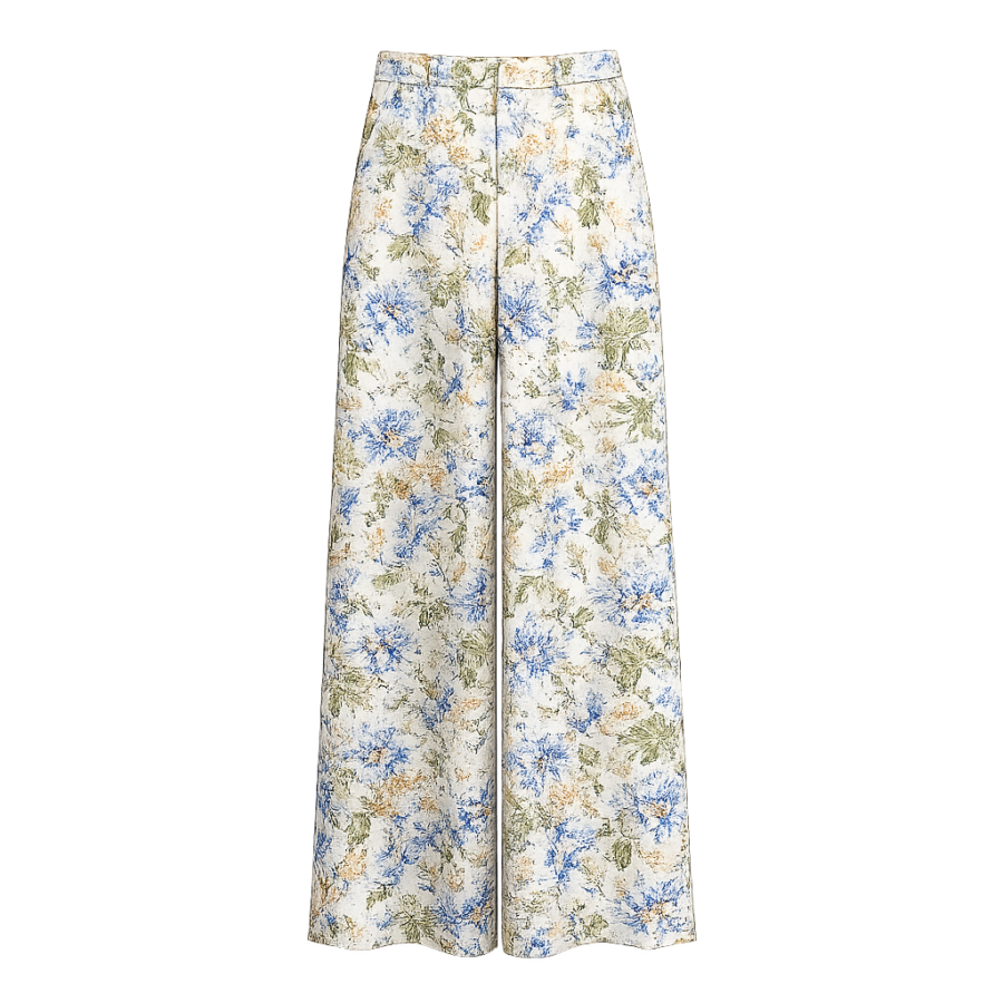 Floral Print Wide-Leg Pants