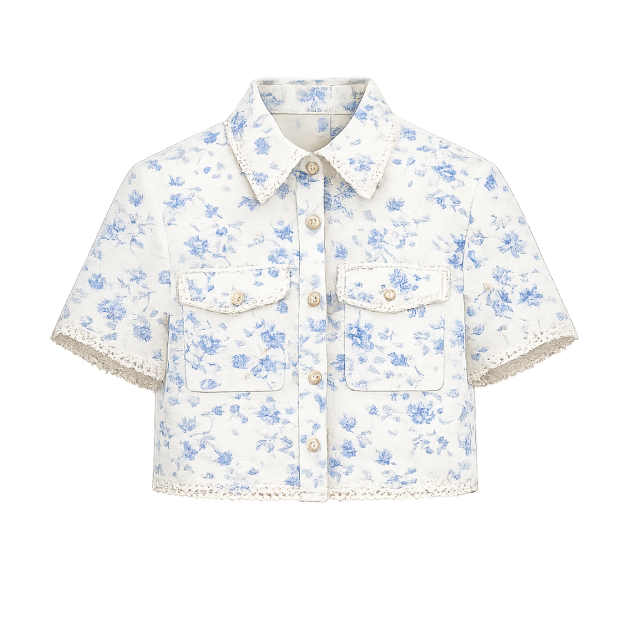 Floral Print Crop Shirt