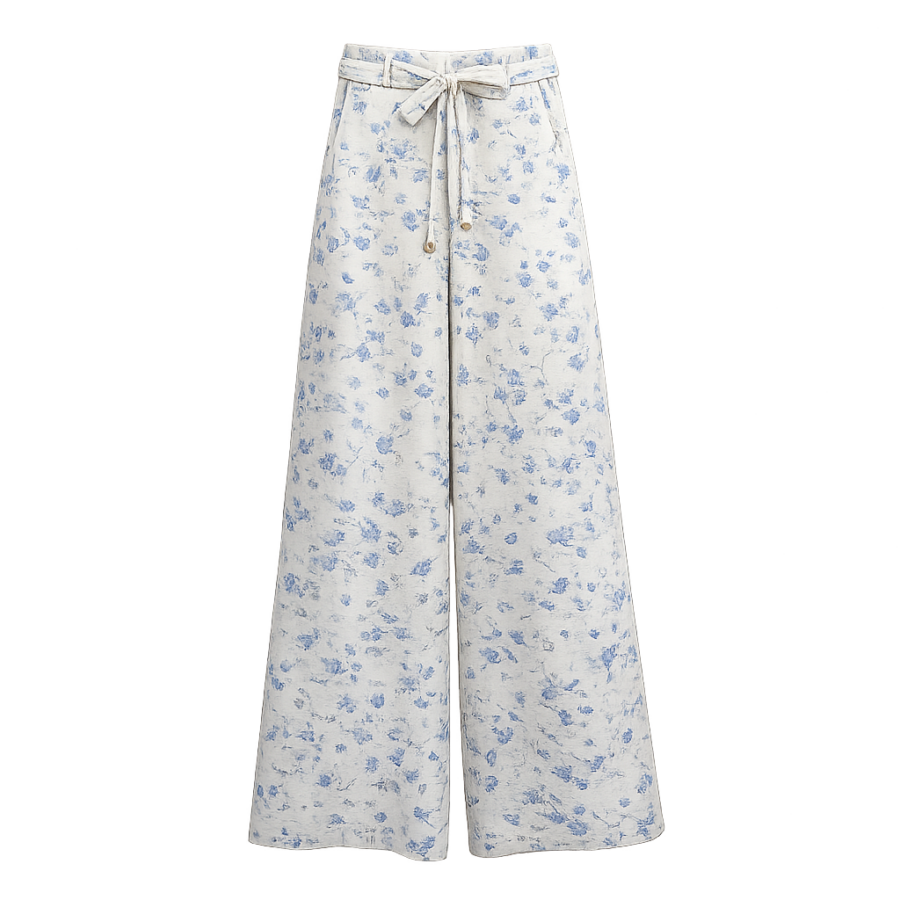 Floral Print Wide-Leg Pants
