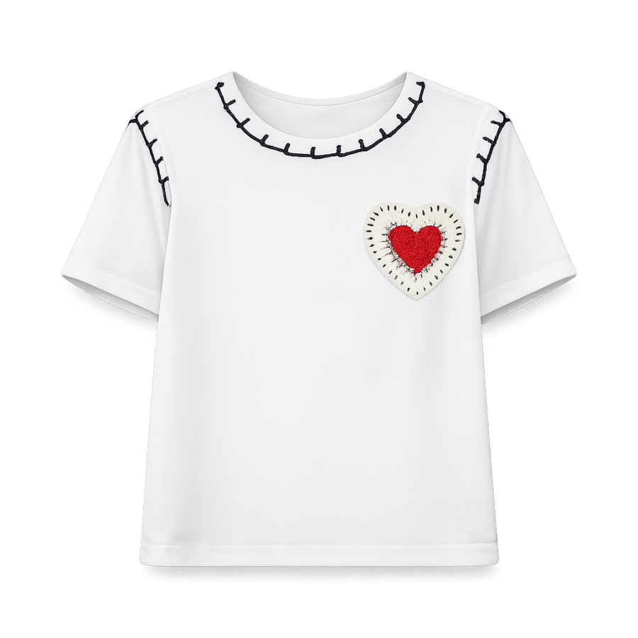 Heart Embroidered T-Shirt