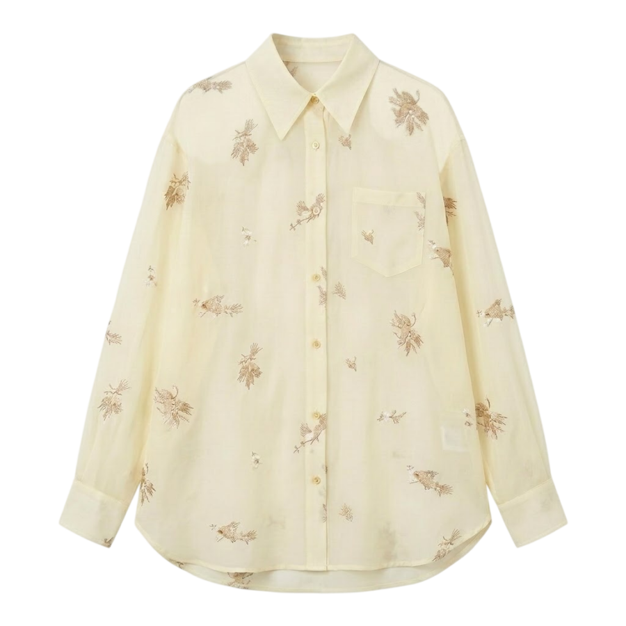 Floral Embroidered Button Shirt