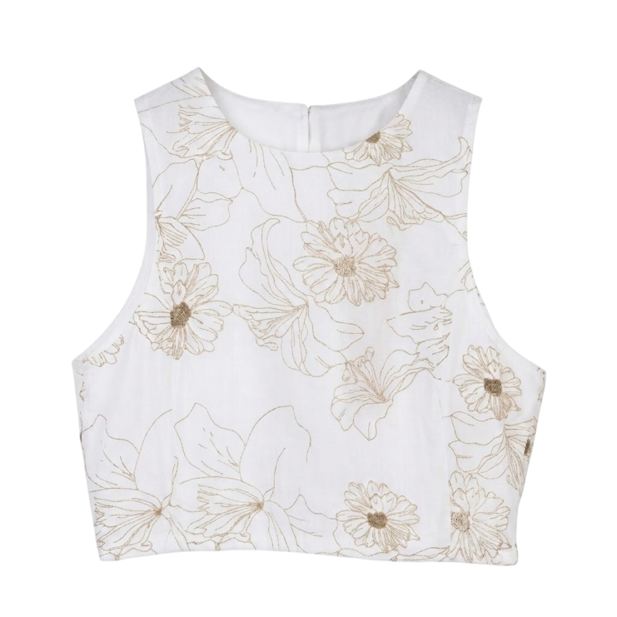 Floral Embroidered Crop Top